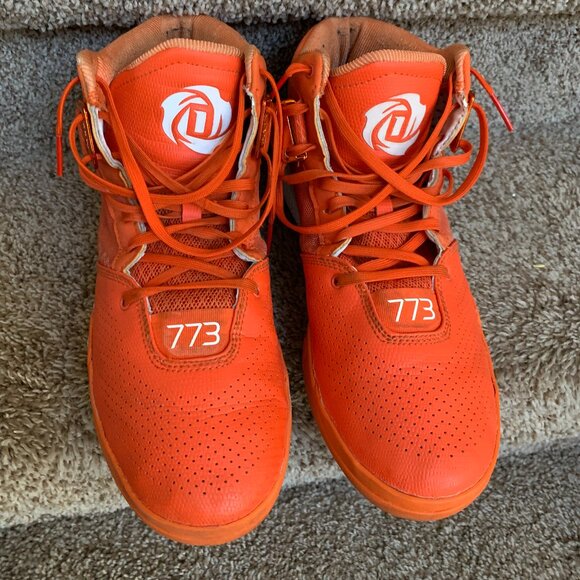 Adidas Men's 773 Bounce Orange Derrick Rose Basketball High Tops. - Picture 1 of 14